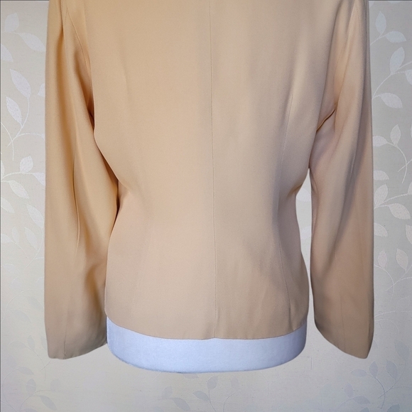Vintage Bow Tie Detail Lightweight Blazer Jacket Pastel Equator Apricot Nude S - Picture 12 of 15